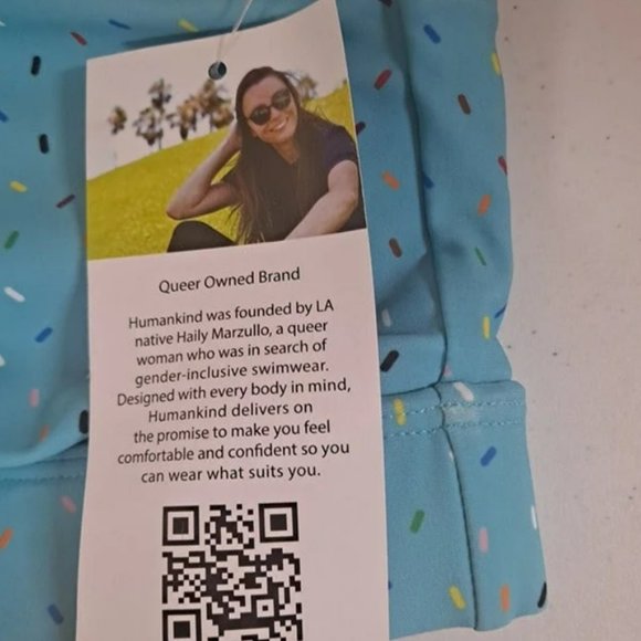 Women's Pride Adult Humankind Swim Top - Blue with Sprinkles Size XL - Picture 3 of 5